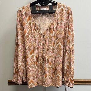 J. Jill Pink and Brown Geometric Blouse